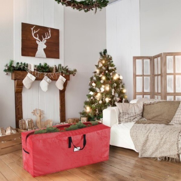 2-pack Christmas Tree Storage Bags, Fits 9-Ft Artificial Tree, Protects Holiday Decorations (Red)