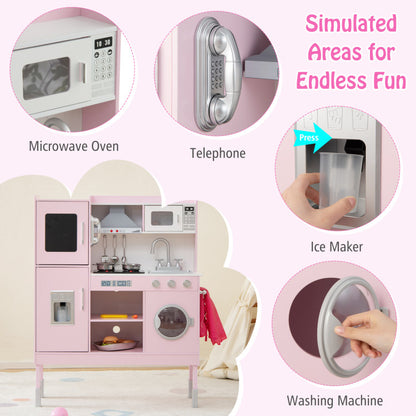 Pretend Play Kitchen for Kids with 16 Pieces of Accessories