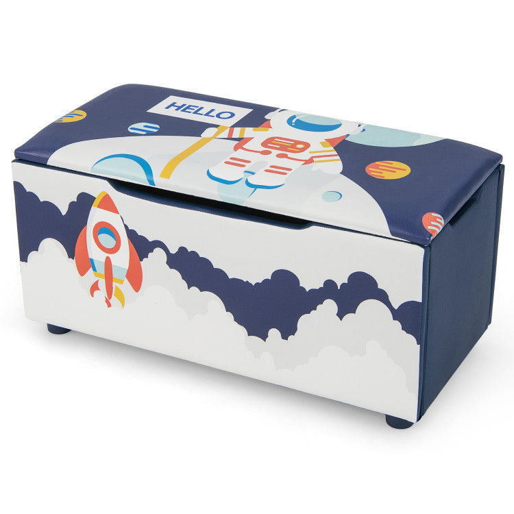 Kids Wooden Upholstered Toy Storage Box with Removable Lid