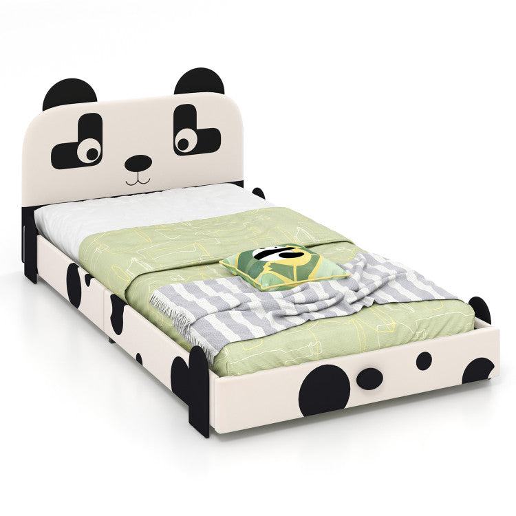Twin Size Kids Bed with Cute Panda Headboard