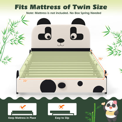 Twin Size Kids Bed with Cute Panda Headboard