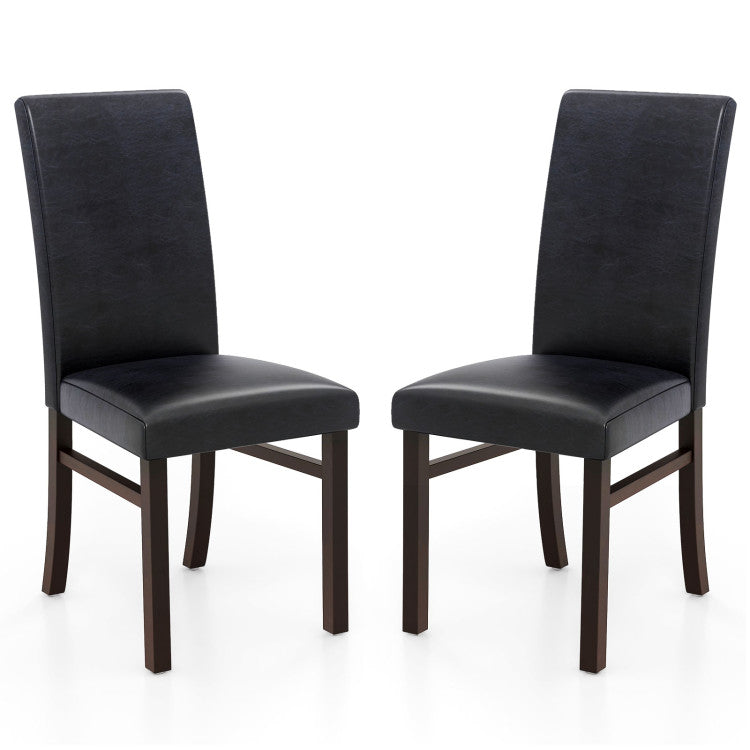 Upholstered Dining Chair Set of 2 with Solid Rubber Wood Legs