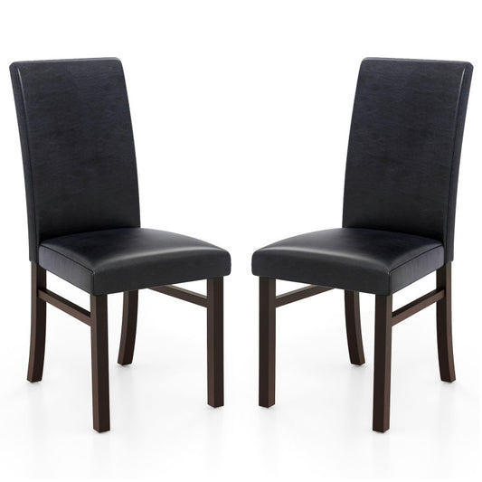 Upholstered Dining Chair Set of 2 with Solid Rubber Wood Legs
