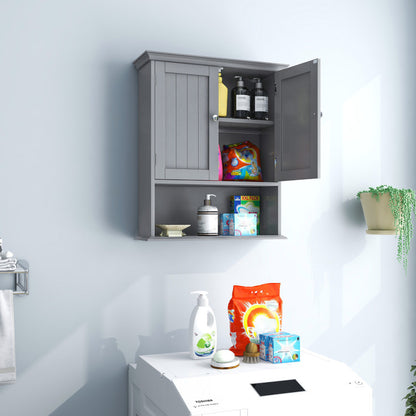 Wall-Mount Bathroom Cabinet Storage Organizer with Doors and Shelves