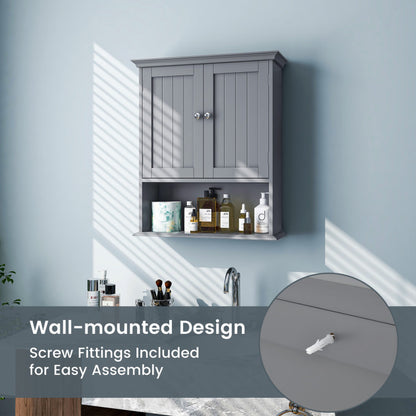 Wall-Mount Bathroom Cabinet Storage Organizer with Doors and Shelves