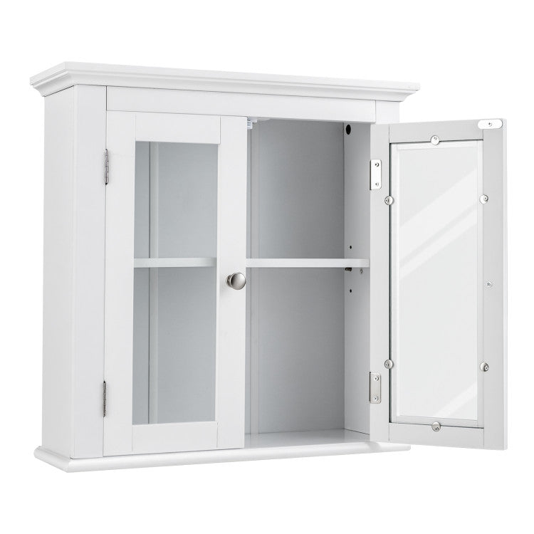 Wall-Mounted Door Cabinet with 3-Level Adjustable Shelf