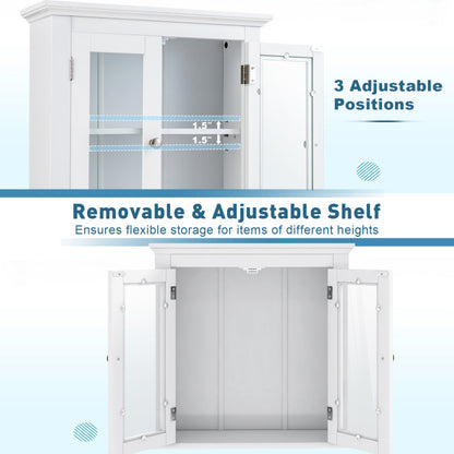 Wall-Mounted Door Cabinet with 3-Level Adjustable Shelf