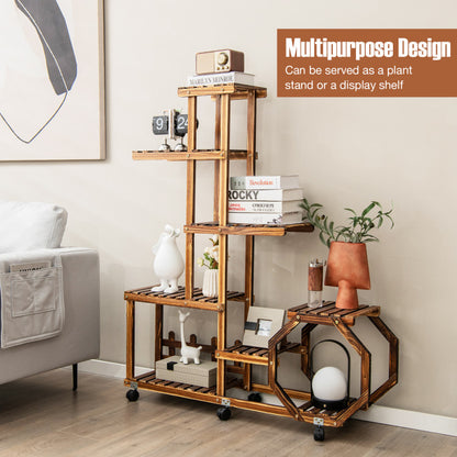 8-Tier Plant Stand with Lockable and Detachable Wheels for 12 Pots