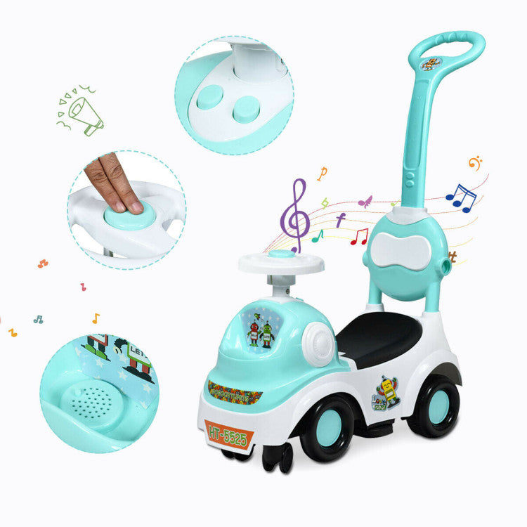 3-in-1 Ride-On Push Car with Music Box and Horn