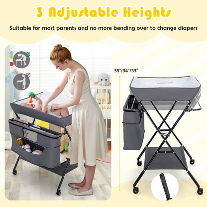 Portable Adjustable Height Newborn Nursery Organizer with Wheel