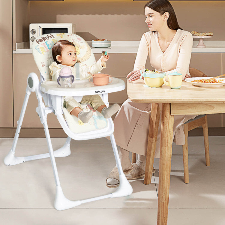 Folding High Chair with Multiple Recline and Height Positions