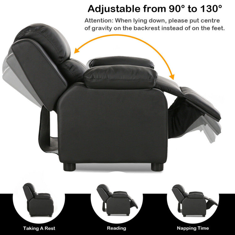 Kids Deluxe Headrest Recliner Sofa Chair with Storage Arms