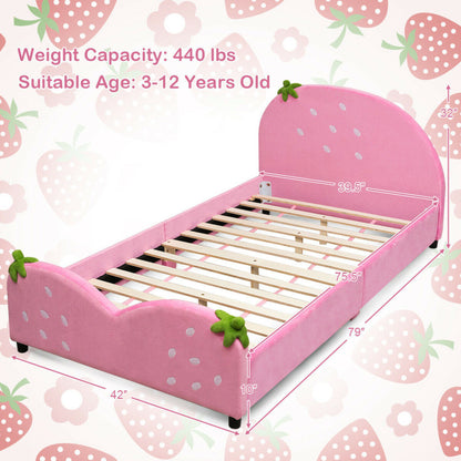 Kids' Upholstered Berry Pattern Toddler Bed