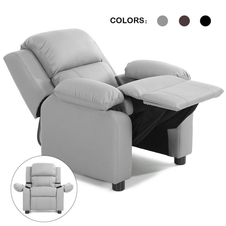 Kids Deluxe Headrest Recliner Sofa Chair with Storage Arms