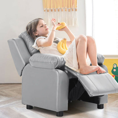 Kids Deluxe Headrest Recliner Sofa Chair with Storage Arms