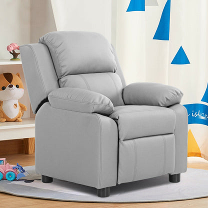 Kids Deluxe Headrest Recliner Sofa Chair with Storage Arms