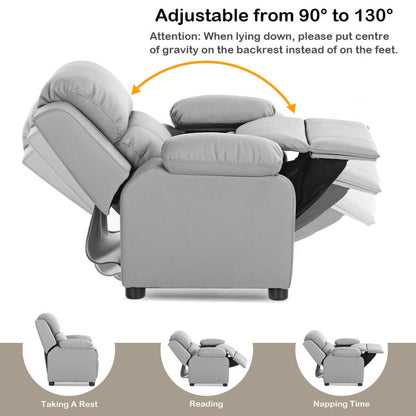 Kids Deluxe Headrest Recliner Sofa Chair with Storage Arms