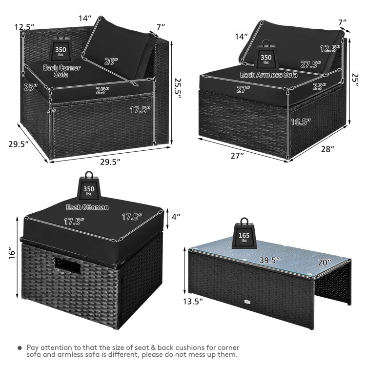 8-Piece Patio Furniture Set with Storage Box and Waterproof Cover