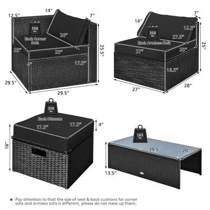 8-Piece Patio Furniture Set with Storage Box and Waterproof Cover