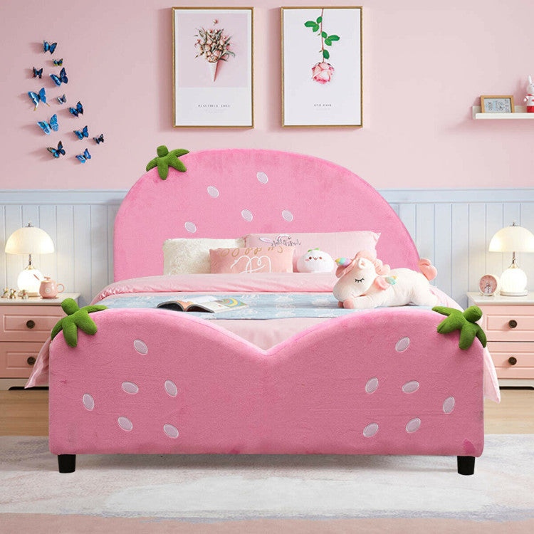 Kids' Upholstered Berry Pattern Toddler Bed