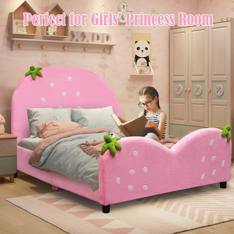 Kids' Upholstered Berry Pattern Toddler Bed