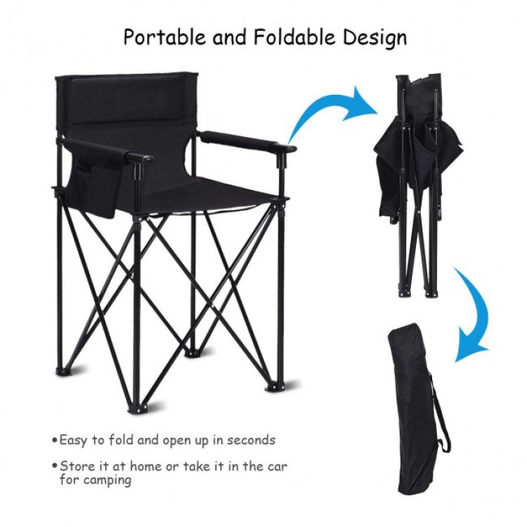 Portable 38-inch Oversized High Camping Fishing Folding Chair