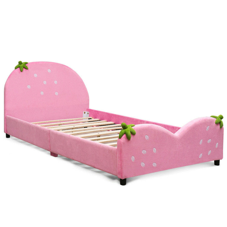 Kids' Upholstered Berry Pattern Toddler Bed