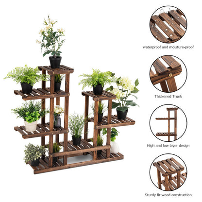 6-Tier Wooden Shelf Storage Plant Rack Stand