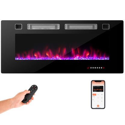 Ultra-Thin Electric Fireplace with Decorative Crystals