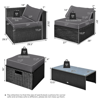 8-Piece Patio Furniture Set with Storage Box and Waterproof Cover