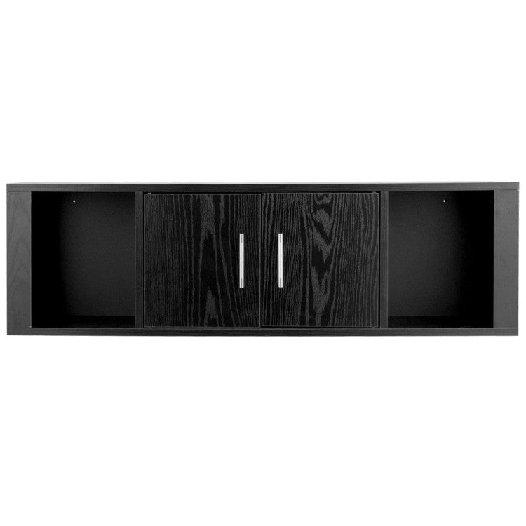 Wall Mounted Floating 2 Door Desk Hutch Storage Shelves