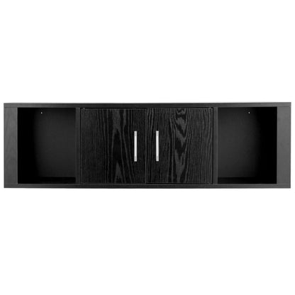 Wall Mounted Floating 2 Door Desk Hutch Storage Shelves