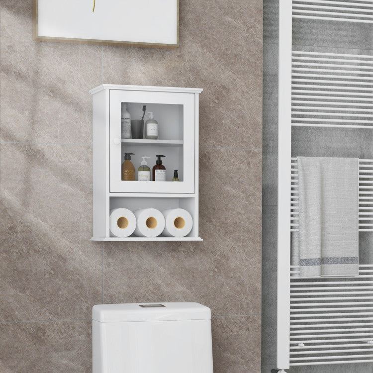 Bathroom Wall-Mounted Adjustable Hanging Storage Medicine Cabinet