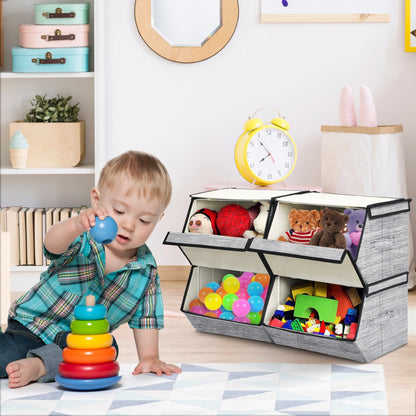 Set of 4 Storage Bins Stackable Cubes with Lid