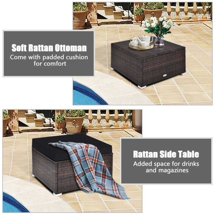 4 Piece Patio Rattan Furniture Set with Removable Cushions and Pillows