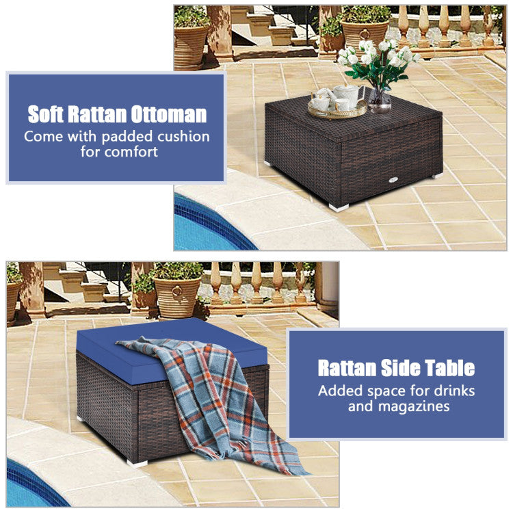 4 Piece Patio Rattan Furniture Set with Removable Cushions and Pillows