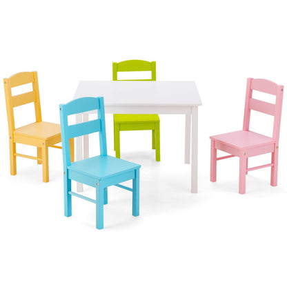 Kids 5-Piece Wooden Table and Chair Set