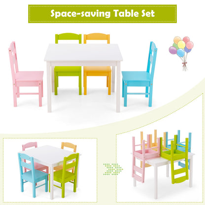 Kids 5-Piece Wooden Table and Chair Set