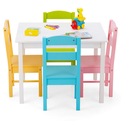 Kids 5-Piece Wooden Table and Chair Set