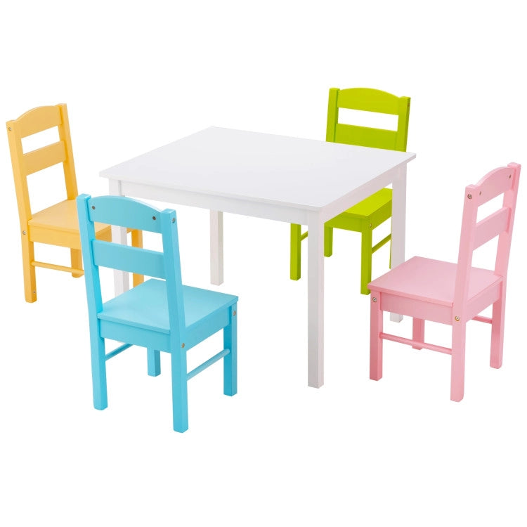 Kids 5-Piece Wooden Table and Chair Set