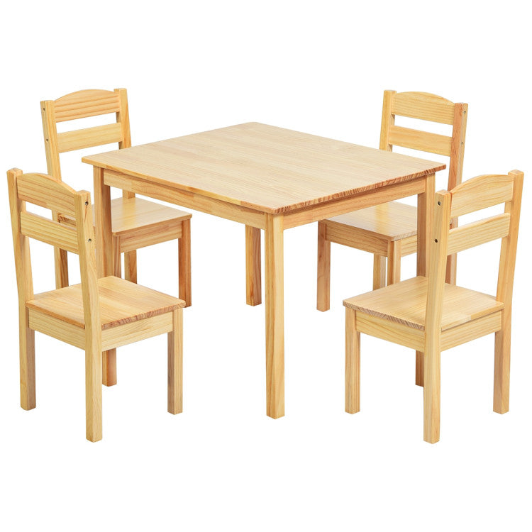 Kids 5-Piece Wooden Table and Chair Set