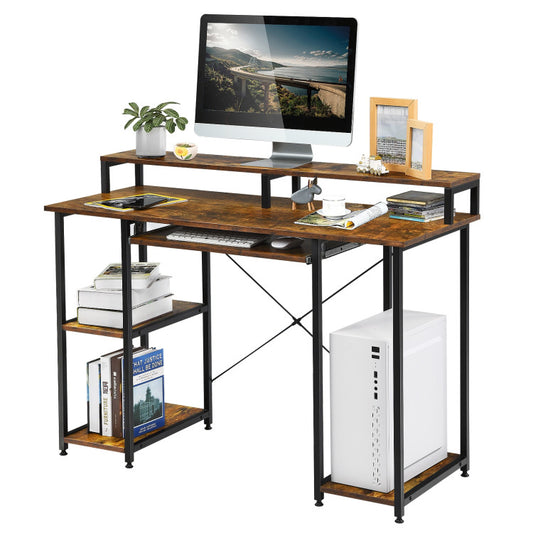 47-Inch Computer Desk Study Table with Keyboard Tray and Monitor Stand