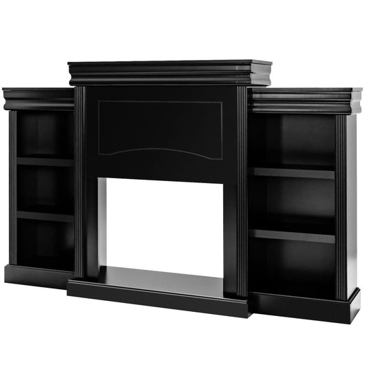 70-Inch Modern Fireplace Media Entertainment Center with Bookcase