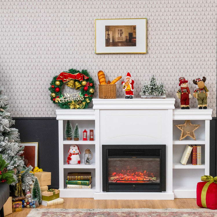 70-Inch Modern Fireplace Media Entertainment Center with Bookcase