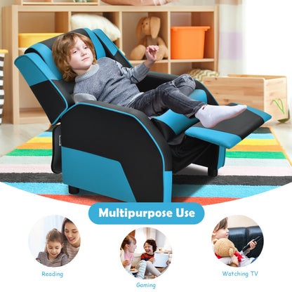 Kids Youth PU Leather Gaming Sofa Recliner with Headrest and Footrest