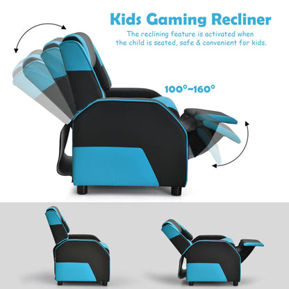 Kids Youth PU Leather Gaming Sofa Recliner with Headrest and Footrest