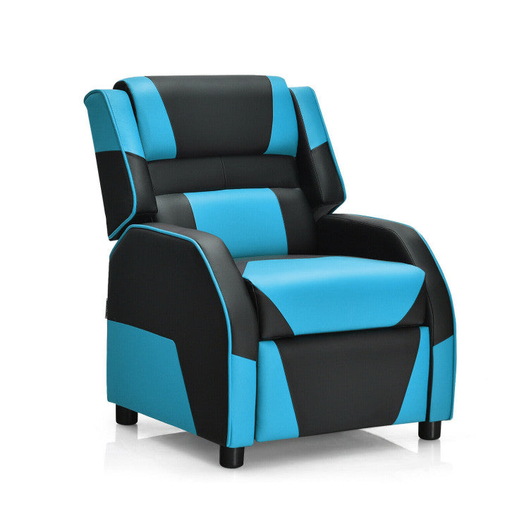 Kids Youth PU Leather Gaming Sofa Recliner with Headrest and Footrest