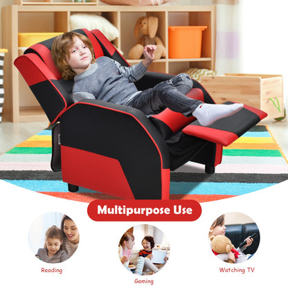 Kids Youth PU Leather Gaming Sofa Recliner with Headrest and Footrest