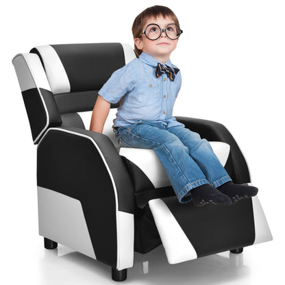 Kids Youth PU Leather Gaming Sofa Recliner with Headrest and Footrest