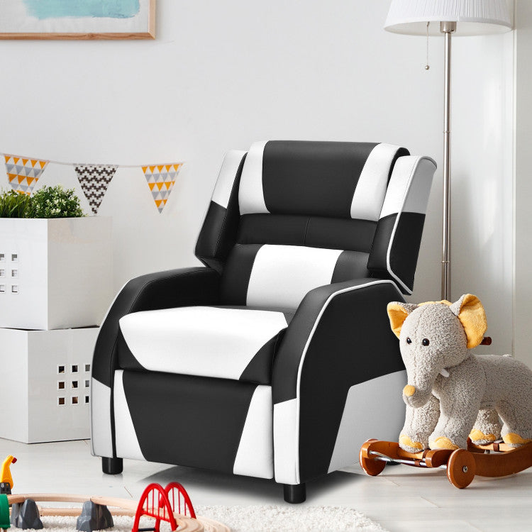 Kids Youth PU Leather Gaming Sofa Recliner with Headrest and Footrest